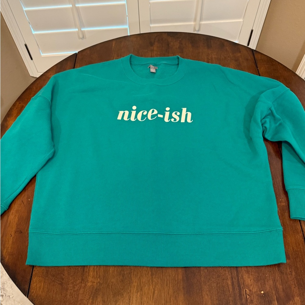 Aeria Teal Crewneck Sweater